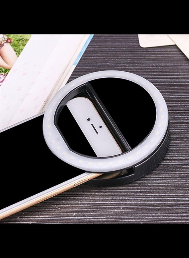 Mobile Phone Clip Selfie LED Automatic Flash For Cell Phone Smartphone Round Portable Selfie Flashlight Mini Camera Flashlight - Black  - Image 2