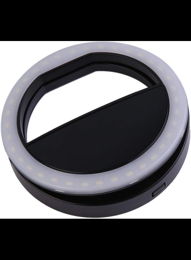 Mobile Phone Clip Selfie LED Automatic Flash For Cell Phone Smartphone Round Portable Selfie Flashlight Mini Camera Flashlight - Black  - Image 1