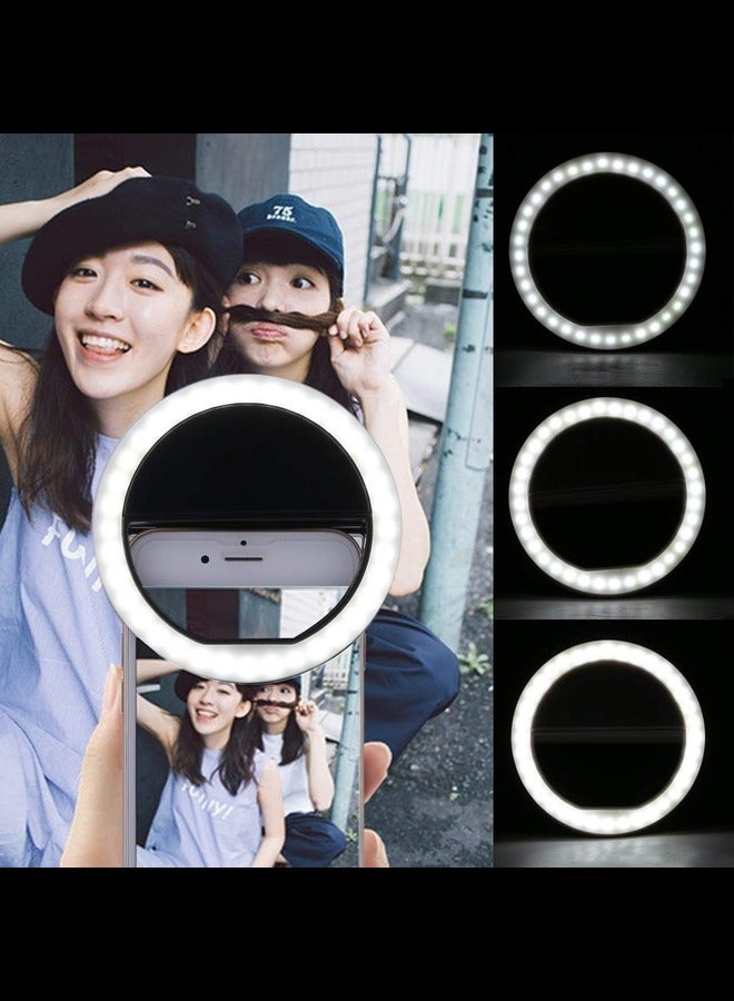 Mobile Phone Clip Selfie LED Automatic Flash For Cell Phone Smartphone Round Portable Selfie Flashlight Mini Camera Flashlight - Black  - Image 4