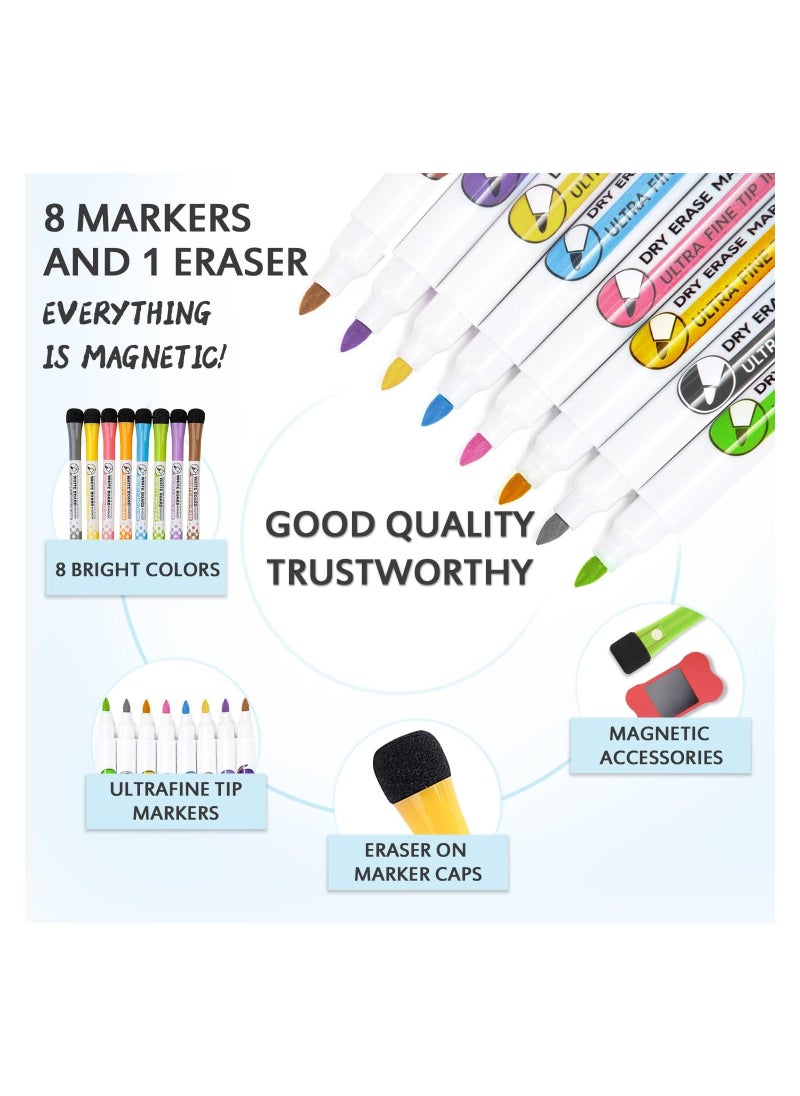 Cool Baby - COOLBABY Magnetic Dry Erase Calendar Whiteboard for Refrigerator 3 Boards Included Monthly Weekly Daily Calendar Whiteboard for Family Planner Kitchen Schedule Board 6 Markers 1 Eraser - Image 1