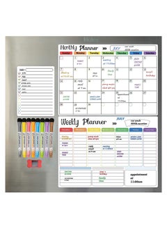 Cool Baby COOLBABY Magnetic Dry Erase Calendar Whiteboard for Refrigerator 3 Boards Included Monthly Weekly Daily Calendar Whiteboard for Family Planner Kitchen Schedule Board 6 Markers 1 Eraser  - Image 1