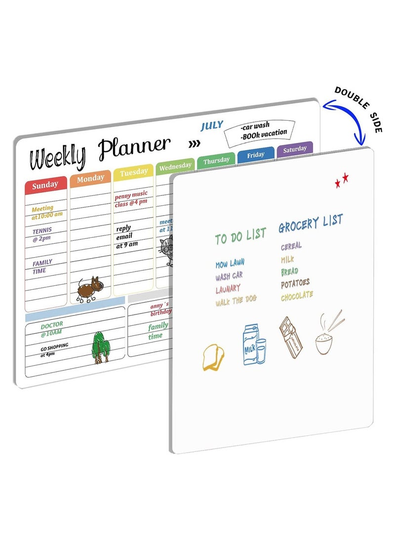 Cool Baby - COOLBABY Magnetic Dry Erase Calendar Whiteboard for Refrigerator 3 Boards Included Monthly Weekly Daily Calendar Whiteboard for Family Planner Kitchen Schedule Board 6 Markers 1 Eraser - Image 1