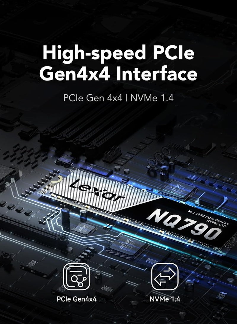 ليكسار قرص الحالة الصلبة NQ790 SSD، NVMe SSD M.2 2280 NVMe PCIe 4.0 Gen4x4، سرعة قراءة تصل إلى 7000MB/s وسرعة كتابة 6000MB/s | - Image 2
