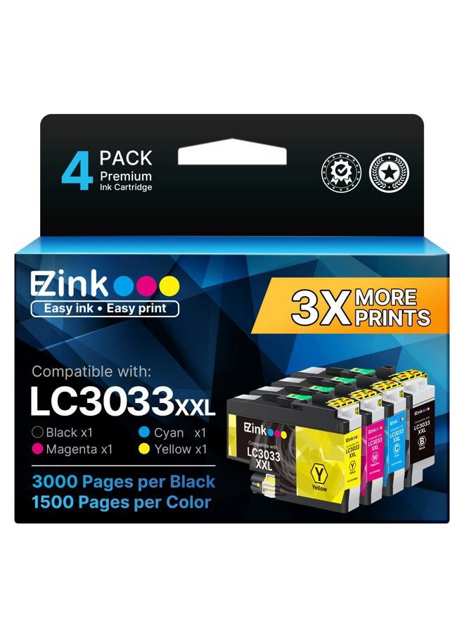 E-Z Ink LC3033 XXL Ink Cartridges Replacement for Brother LC3033 Ink Cartridges LC3033XXL LC3035 bk/c/m/y for Brother MFC-J995DW MFC-J805DW MFC-J815DW MFC-J995DW XL MFC-J805DW XL Printer (4 Pack) - Image 1