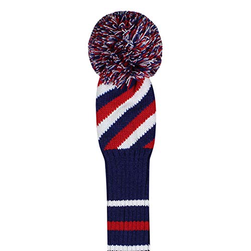 Scott Edward 4PCS Wood Golf Head Cover Knit, for Driver Fairway Hybrid, with Rotating Number Tags Blue Red White - Image 5