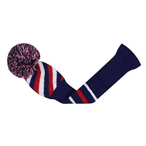 Scott Edward 4PCS Wood Golf Head Cover Knit, for Driver Fairway Hybrid, with Rotating Number Tags Blue Red White - Image 4