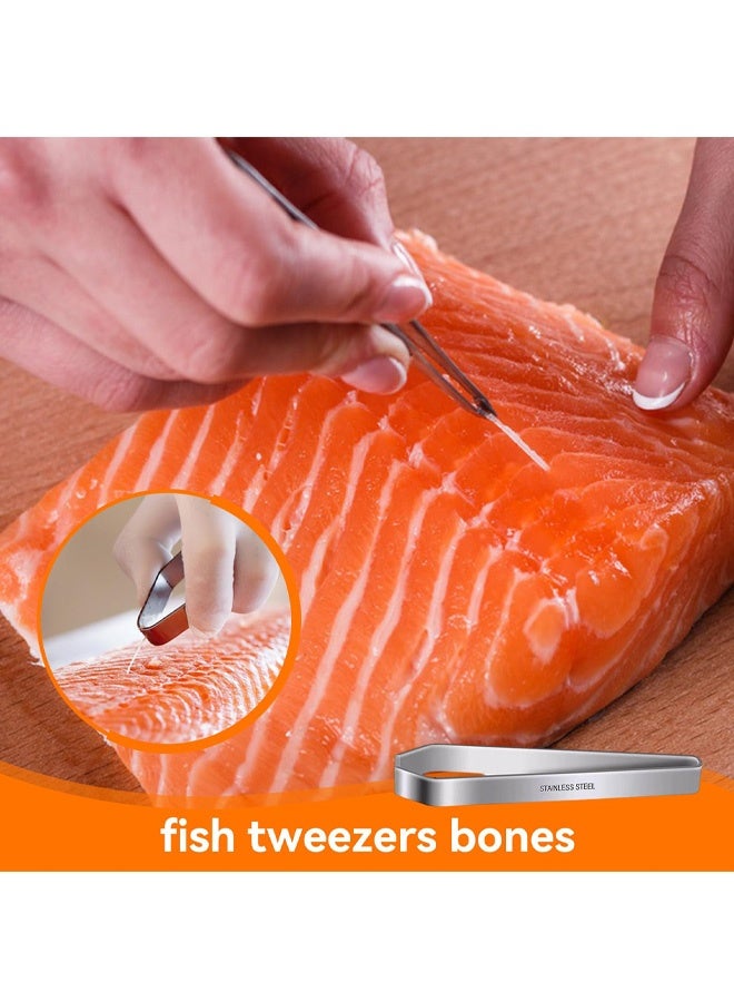 2Pcs Fish Bone Tweezers Set, Professional Stainless Steel Flat and Slant for Removing Fish Bones, Plucking Feathers - Image 3