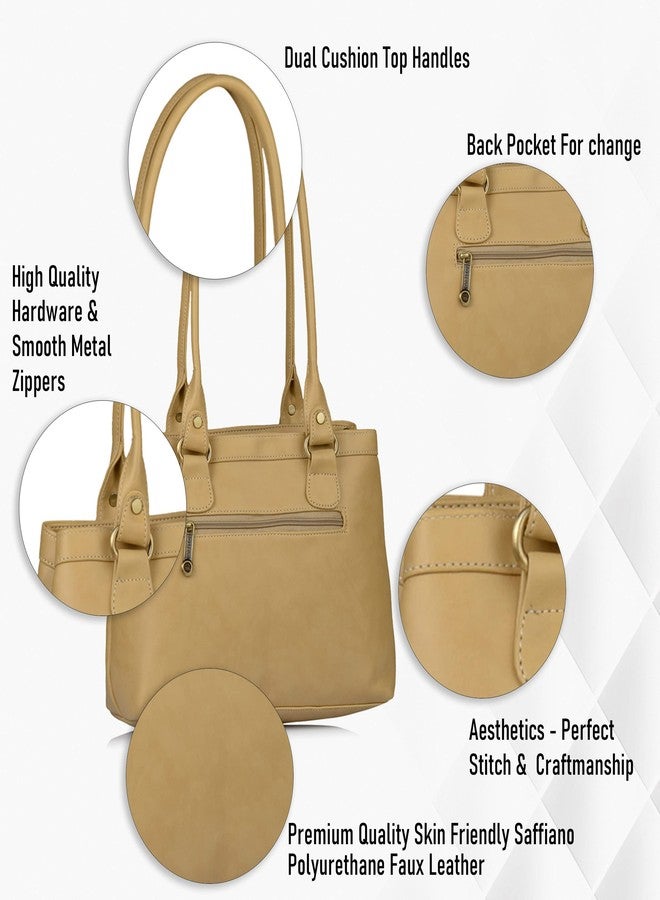 Fostelo Women's Hynes Satchel Tote Handbag for Women | Ladies Purse | Stylish Shoulder Bag | Gift For Women | Beige - Image 2