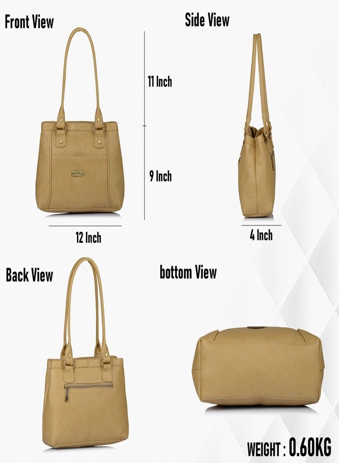 Fostelo Women's Hynes Satchel Tote Handbag for Women | Ladies Purse | Stylish Shoulder Bag | Gift For Women | Beige - Image 3
