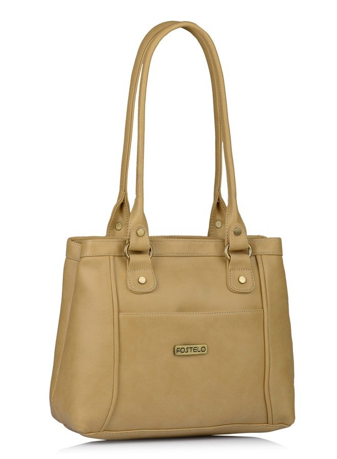 Fostelo Women's Hynes Satchel Tote Handbag for Women | Ladies Purse | Stylish Shoulder Bag | Gift For Women | Beige - Image 1