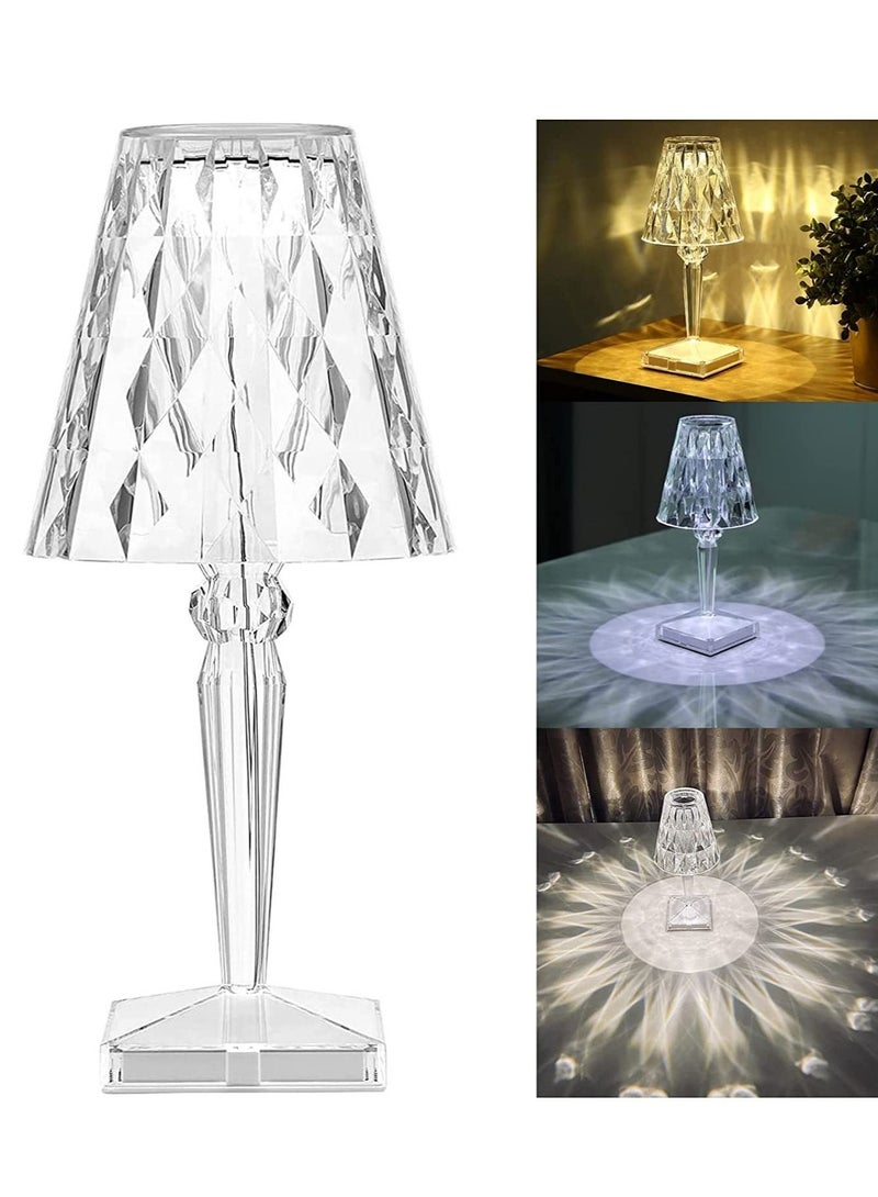 ELTRAZONE Crystal Table Lamp, LED Night Light Bedside Lamp with USB Charging Port,Acrylic Touch Control LampDecoration Desk Nightstand Lamps,Decorative for Living Room Bedroom - Image 1