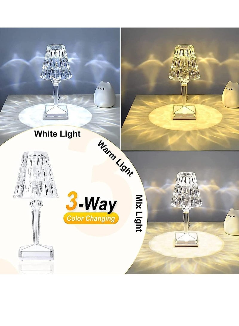 ELTRAZONE Crystal Table Lamp, LED Night Light Bedside Lamp with USB Charging Port,Acrylic Touch Control LampDecoration Desk Nightstand Lamps,Decorative for Living Room Bedroom - Image 3