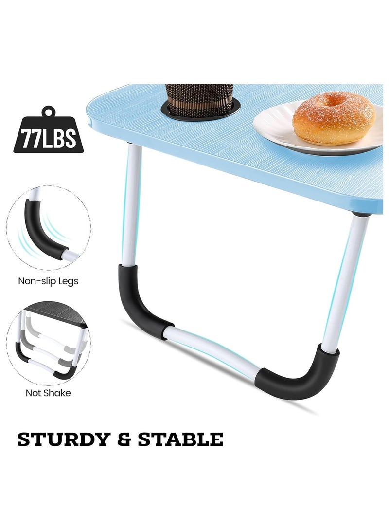 BJM Portable Folding Laptop Desk for Bed，With iPad and Cup Holder Adjustable Lap Tray Notebook Stand， Foldable Non-Slip Legs Reading Table Tray for working，studying，camping - Image 3