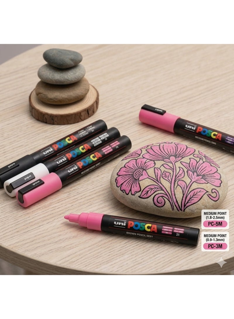 بوسكا أقلام طلاء POSCA PC-5M – مجموعة من 4 قطع، رأس متوسط، ألوان متعددة، حبر أكريليك مائي، مناسب لعدة أسطح - Image 2