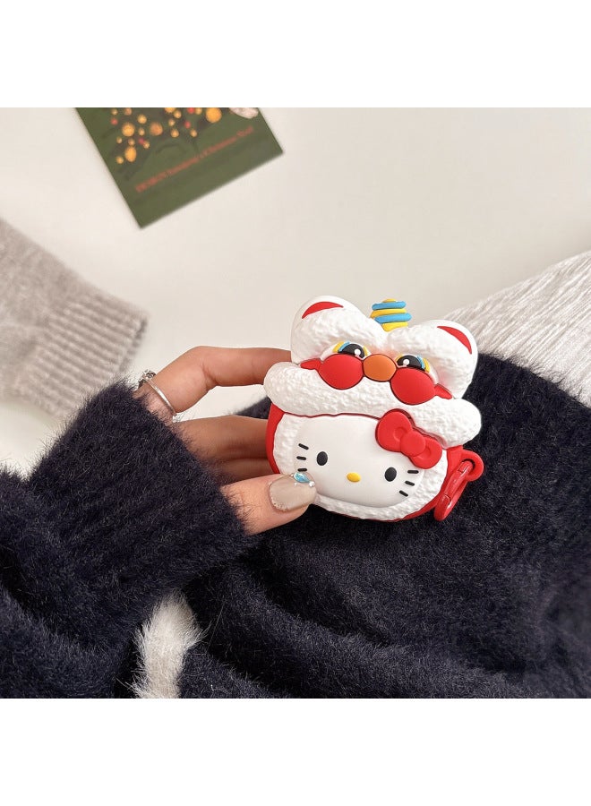 Year Headset For Apple 4 Generation AirpodsPro2 Cartoon Cute Protective Shell Premium-Color:Donut Kt With Hook-Applicable Models:Airpods Pro/Pro2
