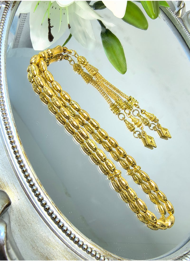 Fianser Tasbih 33 Prayer Beads 4*7 mm Golden Tasbeeh Zikr Muslim Islamic Arabic Tassels Luxury Exquisite  - Image 1
