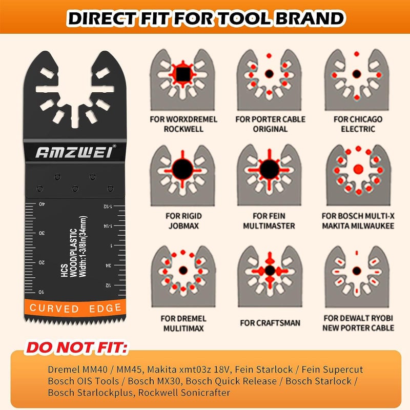 AMZWEI 28PCS Oscillating Saw Blades, Professional Universal Titanium Multitool Blades for Wood Metal, Quick Release Multi Tool Blades Kits Compatible with Dewalt Ryobi Milwaukee Rockwell Fein - Image 2