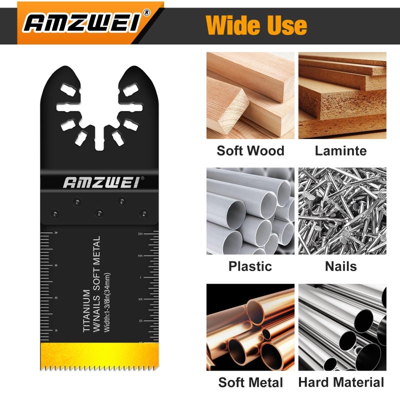 AMZWEI 28PCS Oscillating Saw Blades, Professional Universal Titanium Multitool Blades for Wood Metal, Quick Release Multi Tool Blades Kits Compatible with Dewalt Ryobi Milwaukee Rockwell Fein - Image 5
