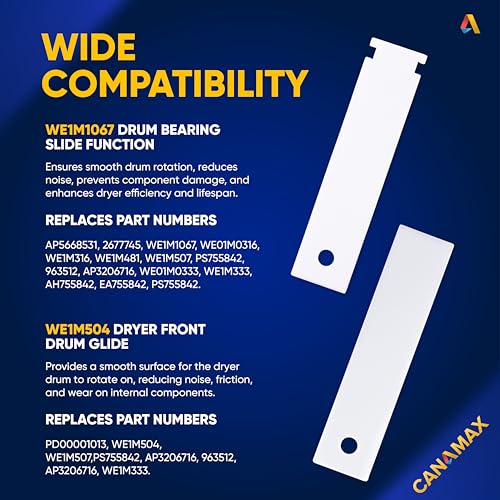 Canamax WE1M504 & WE1M1067 Dryer Drum Bearing Slide Glide kit - Compatible with GE Kenmore Hotpoint Sears RCA Dryers - Replace WE1M333 AP3206716 WE1M481 WE1M316 AP5668531 WE1M507 - Pack of 2 - Image 5