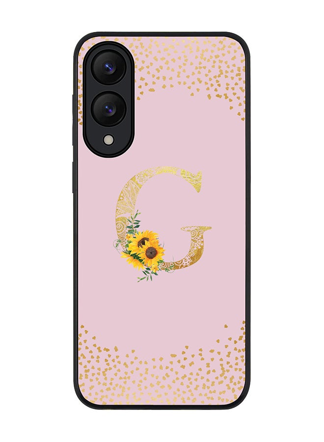 Stylizedd For Samsung Galaxy S25 Edge Case,Slim fit Camera Protection, Shockproof Thin Phone cover  - Custom Floral Monogram - G  (Pink )