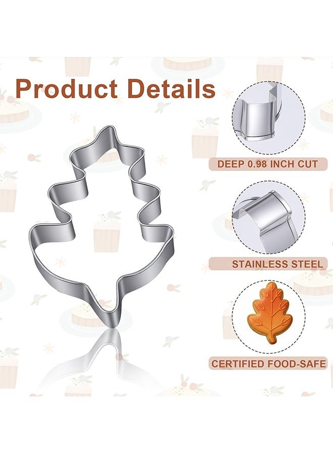 Wffo 4 Pcs Fall Leaves Cookie Cutters Set, Fall Cookie Cutter Stainless Steel Maple, Oak Leaf Shapes Biscuit Molds Holiday Themed Cookies Cutters for Birthday Party Decorations - Stainless Steel Molds - Image 3