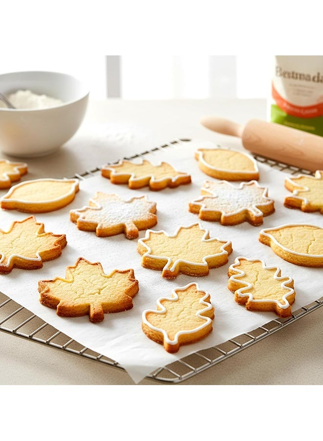 Wffo 4 Pcs Fall Leaves Cookie Cutters Set, Fall Cookie Cutter Stainless Steel Maple, Oak Leaf Shapes Biscuit Molds Holiday Themed Cookies Cutters for Birthday Party Decorations - Stainless Steel Molds - Image 4