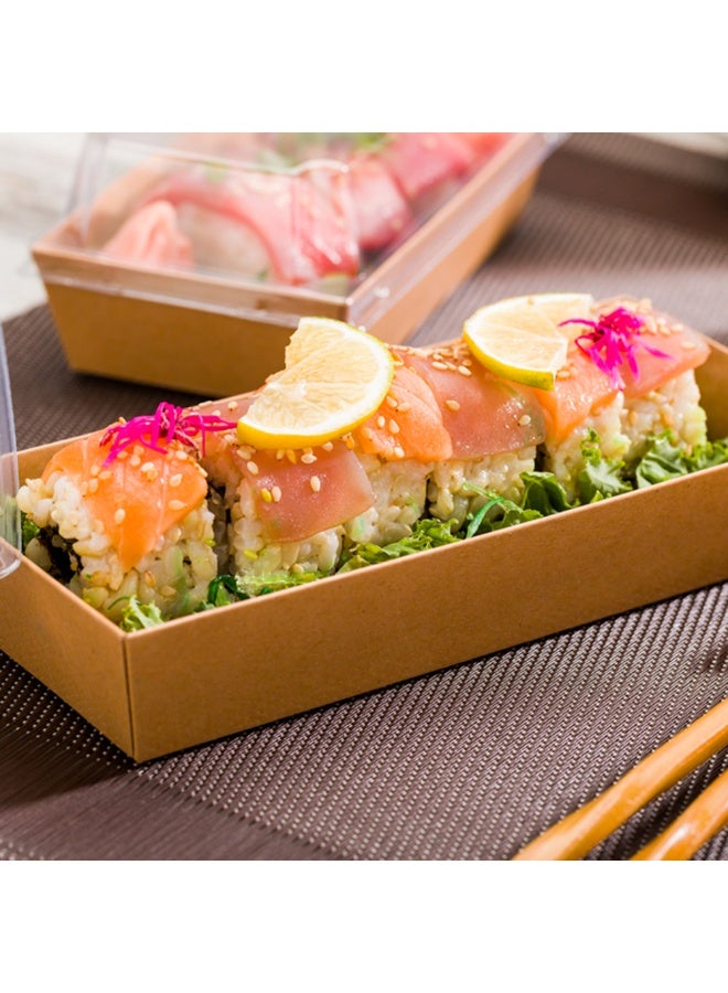 Restaurantware Matsuri Vision 7 x 2.8 x 1.4 Inch Sushi Trays, 100 Greaseproof Sushi Packaging Boxes - Lids Sold Separately, Disposable, Kraft Paper Sushi Containers, For Appetizers Or Desserts - Image 3