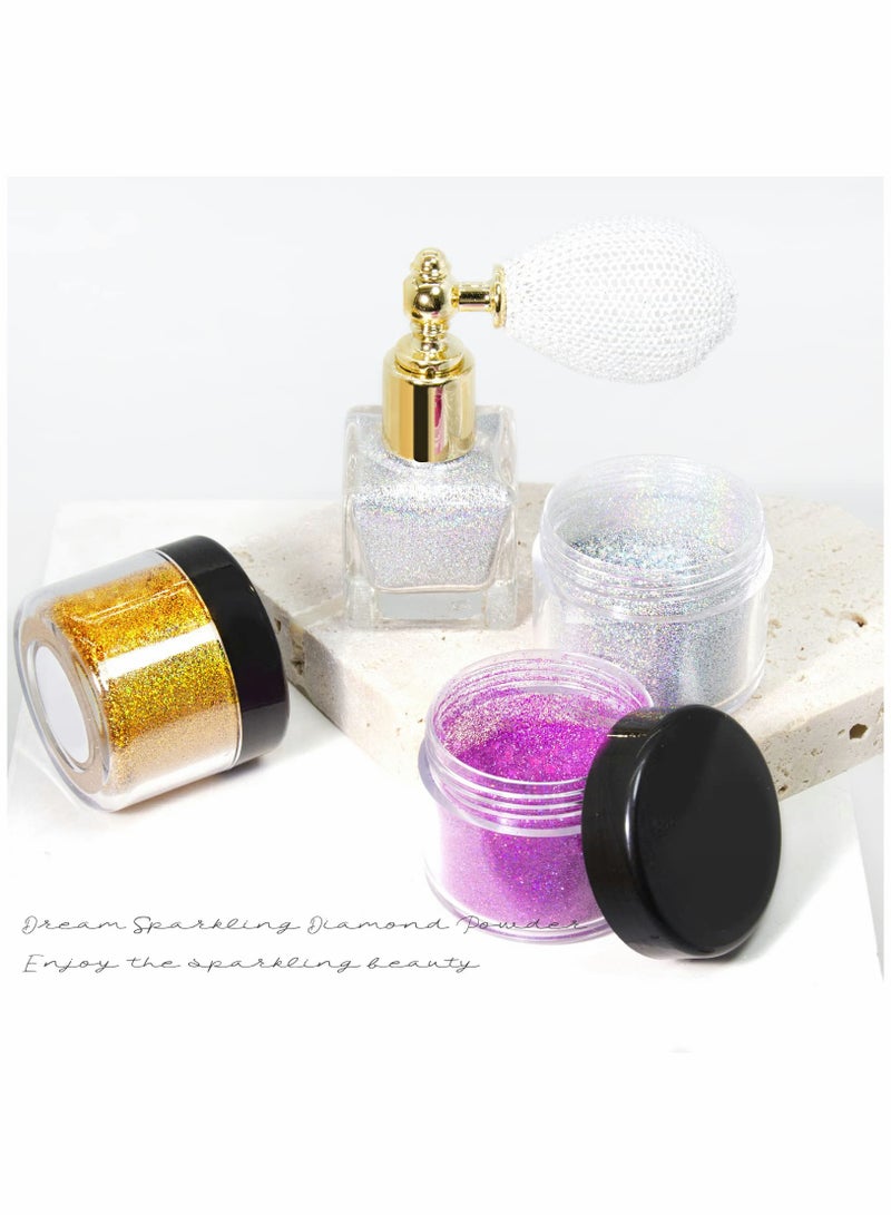 Generic Body Glitter Spray Set - Silver, Gold, Pink Shimmer Loose Powder for Body, Face, Hair, Clothes, Nail Art & Crafts - Includes 1 Empty Spray Bottle - 3 Vibrant Colors for Creative Designs  - Image 4
