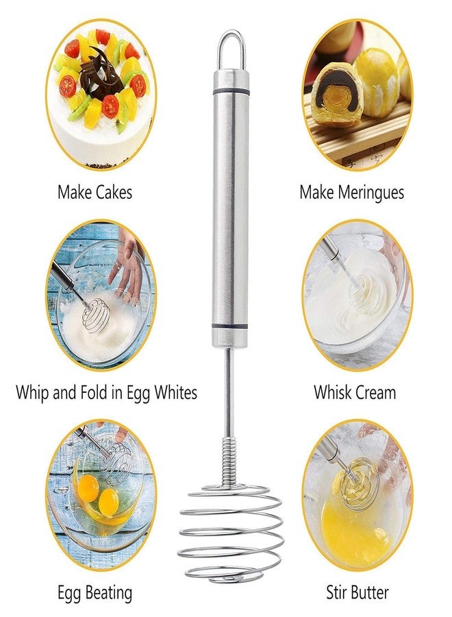 MVM Enterprise Sping Egg Beater Manual Egg Beater Stainless Steel Manual Egg Beater Hand Egg Mixer Eggbeater Blender Stirring Beater Cream Frother Flour Stirrer Steel Spiral Egg Beater - Image 3