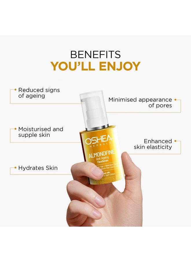 OSHEA Herbals Almondfine Anti Ageing Face Serum For Normal Skin Type | Removes Fine Lines & Wrinkles With Skin Hydration | Infused With Grapefruit & Apple Extracts - 30Ml  - Image 5