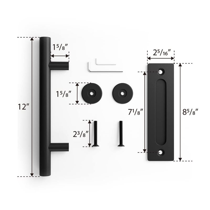 SMARTSTANDARD 2PCS Sliding Barn Door Handle, 12 Inch Heavy Duty Pull and Flush Hardware Set, Black, Large Rustic Two-Side Design, Round - Image 5