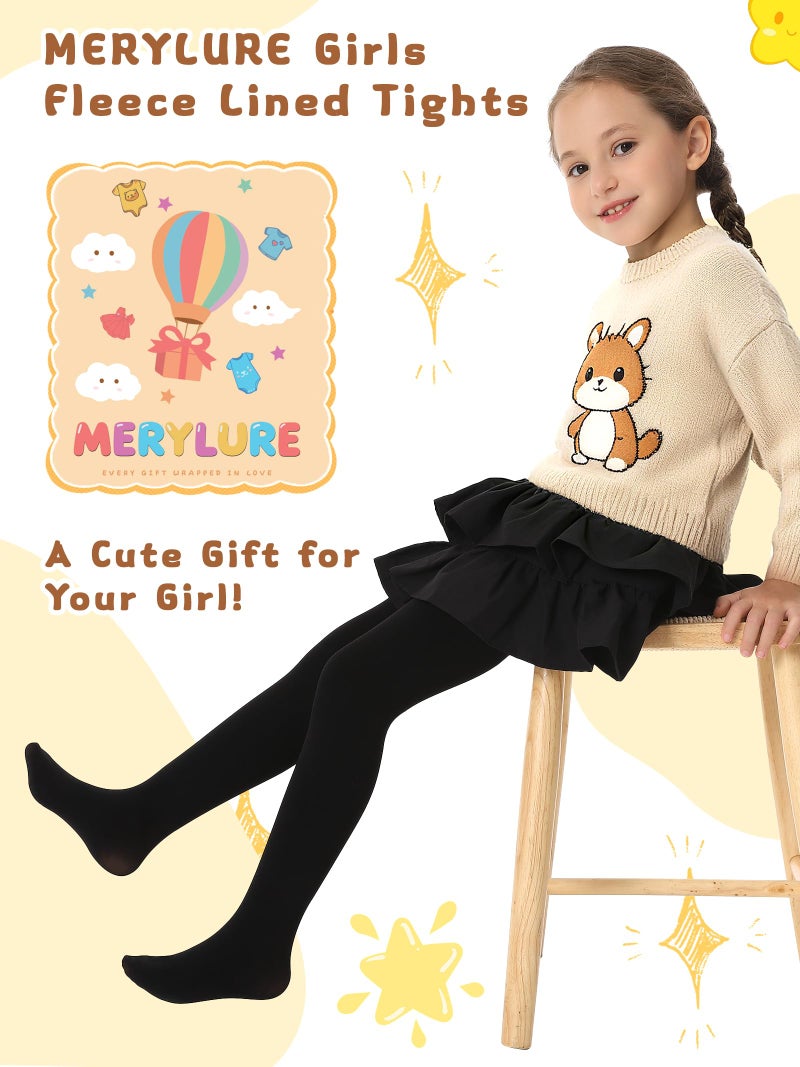 MERYLURE Fleece Lined Tights for Girls Winter Warm Kids Thermal Tights Toddler Ballet Dance Thick Leggings - Image 4