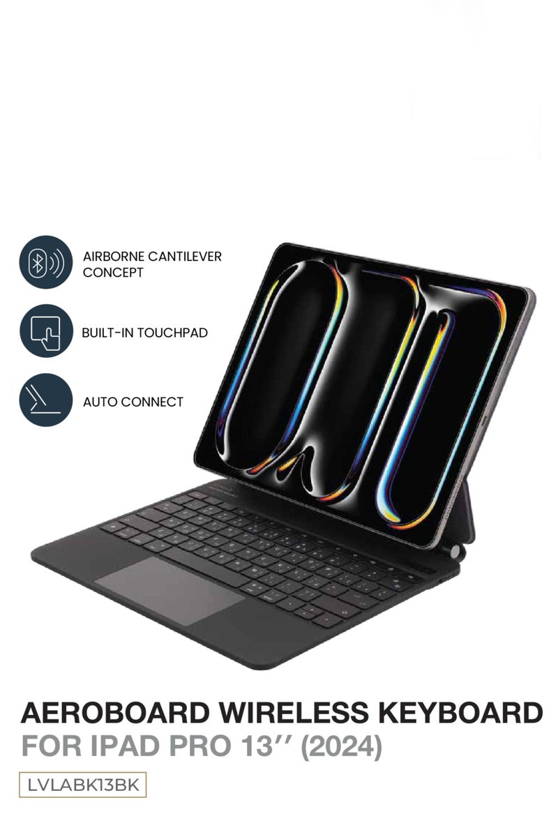 LEVELO iPad Pro 13" 2024 Keyboard AeroBoard Saffanio Leather Wireless Keyboard with Built-in Touchpad / Ambient Glow & Colors Light Mods Adjustable Angle Wireless Keyboard - Black  - Image 1