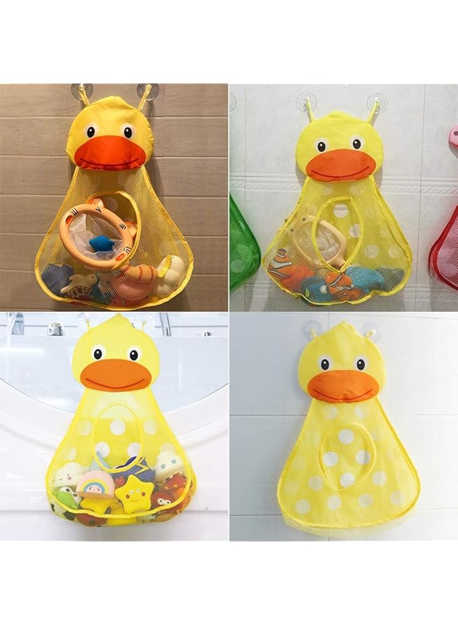 Excefore Baby Bath Toy Organizer Cute Animal Shape Bathroom Toy Storage Net Bag With Strong Suction Cups Keep Kids Bathtub Toys Dry And Neat (Yellow Duck) Bath Toy Bag Cute Cartoon Bath - Image 5