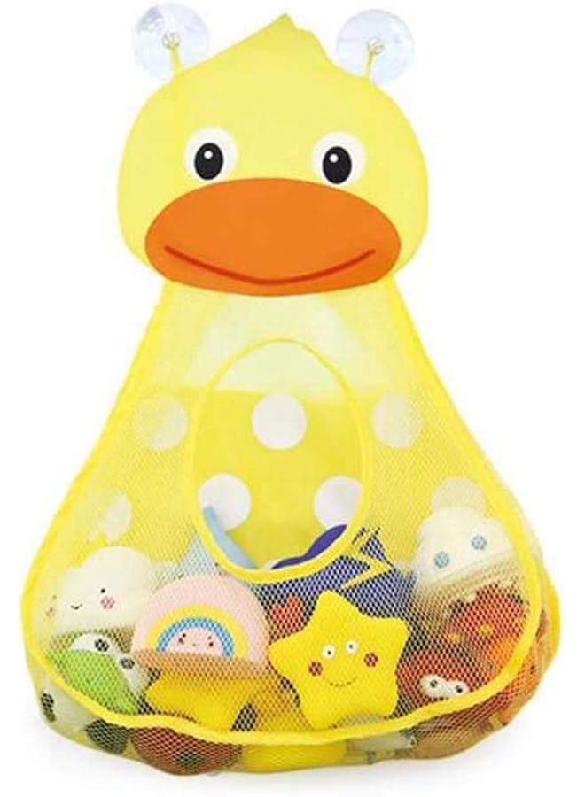 Excefore Baby Bath Toy Organizer Cute Animal Shape Bathroom Toy Storage Net Bag With Strong Suction Cups Keep Kids Bathtub Toys Dry And Neat (Yellow Duck) Bath Toy Bag Cute Cartoon Bath - Image 1