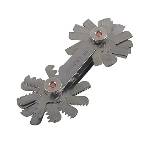 Chazcool 52 Pcs Stainless Steel Thread Gauges, Thread Pitch Gauge, 60 Degree Metric/Imperial & 55 Degree Imperial Thread Pitch Gauge Stainless Steel Screw Pitch Measuring Tool(52pc) - Image 4