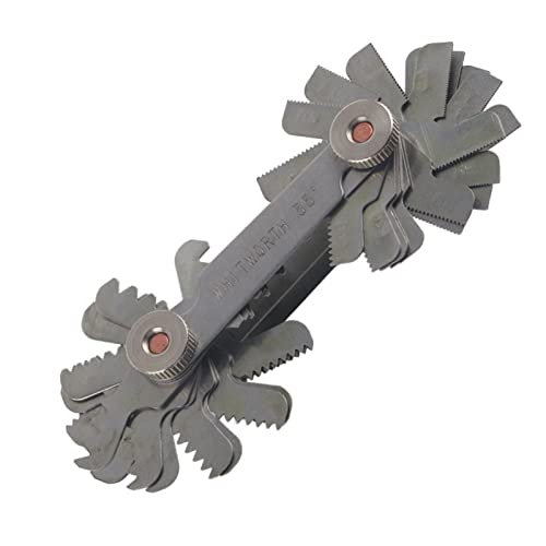 Chazcool 52 Pcs Stainless Steel Thread Gauges, Thread Pitch Gauge, 60 Degree Metric/Imperial & 55 Degree Imperial Thread Pitch Gauge Stainless Steel Screw Pitch Measuring Tool(52pc) - Image 1