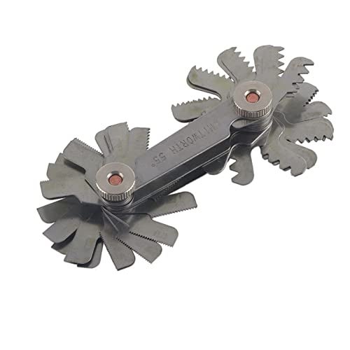 Chazcool 52 Pcs Stainless Steel Thread Gauges, Thread Pitch Gauge, 60 Degree Metric/Imperial & 55 Degree Imperial Thread Pitch Gauge Stainless Steel Screw Pitch Measuring Tool(52pc) - Image 3