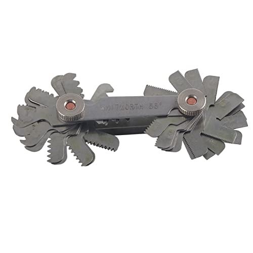 Chazcool 52 Pcs Stainless Steel Thread Gauges, Thread Pitch Gauge, 60 Degree Metric/Imperial & 55 Degree Imperial Thread Pitch Gauge Stainless Steel Screw Pitch Measuring Tool(52pc) - Image 5