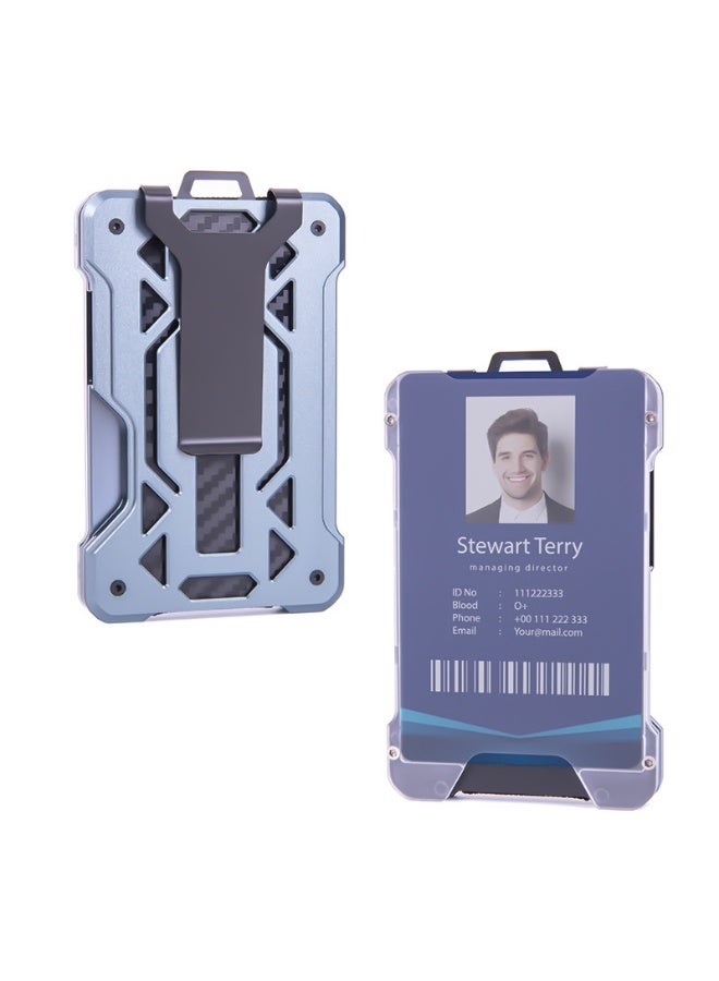 xozgdovg Hot Trade Special Trax Employee ID Card Work Badge Protection Case Multi-Card Aluminum Alloy Card Box Credit Card Box Grey