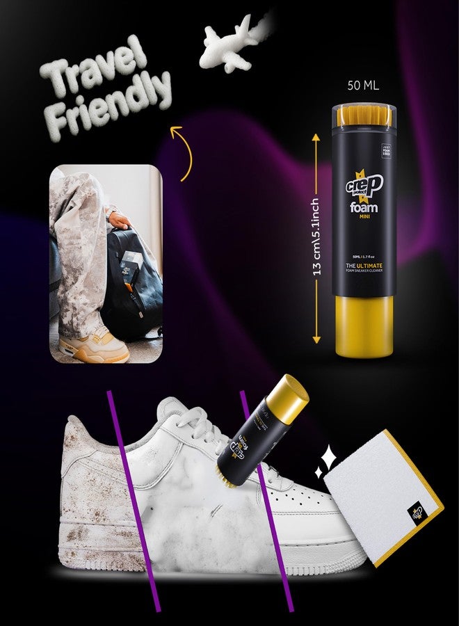 كريب بروتكت منظف الأحذية الصغير Crep Protect Foam - رغوة تنظيف الأحذية الرياضية المحمولة مع فرشاة مدمجة وقطعة قماش من الألياف الدقيقة - منظف سريع وسهل الحمل - Image 3
