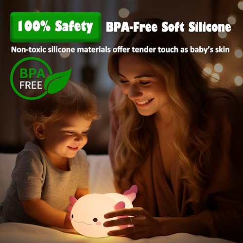 OkiyiD Axolotl Gifts, Cute Axolotl Night Light for Kids, Animal Silicone Nursery Night Lamp, Cute Room Decor Night Light for Kids Girls Boys Birthday Christmas Gifts - Image 2