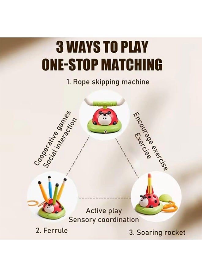 Beauenty - 3 in 1 Musical Jump, Toss Ring Game Toy and Rocket Launcher for Kids Outdoor Toys with Remote Control, Indoor Outside Birthday Gifts Kids Girls Boys Toys for Kids Ages 3+ Kids - Image 1