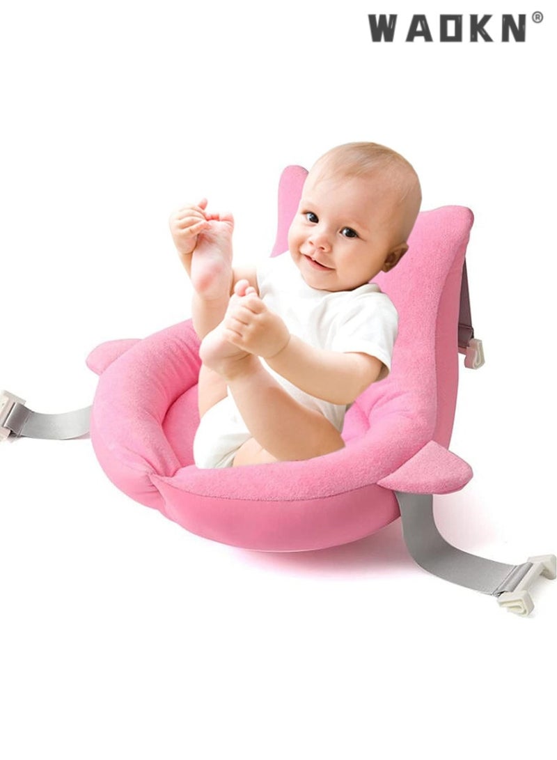 WAOKN Multi-functional Baby Bath Mat, Adjustable Infant Bathtub Support Pillow Mat, Designed Specifically for Baby with a Bath Pillow, Making Bathing Easier(Pink)  - Image 1
