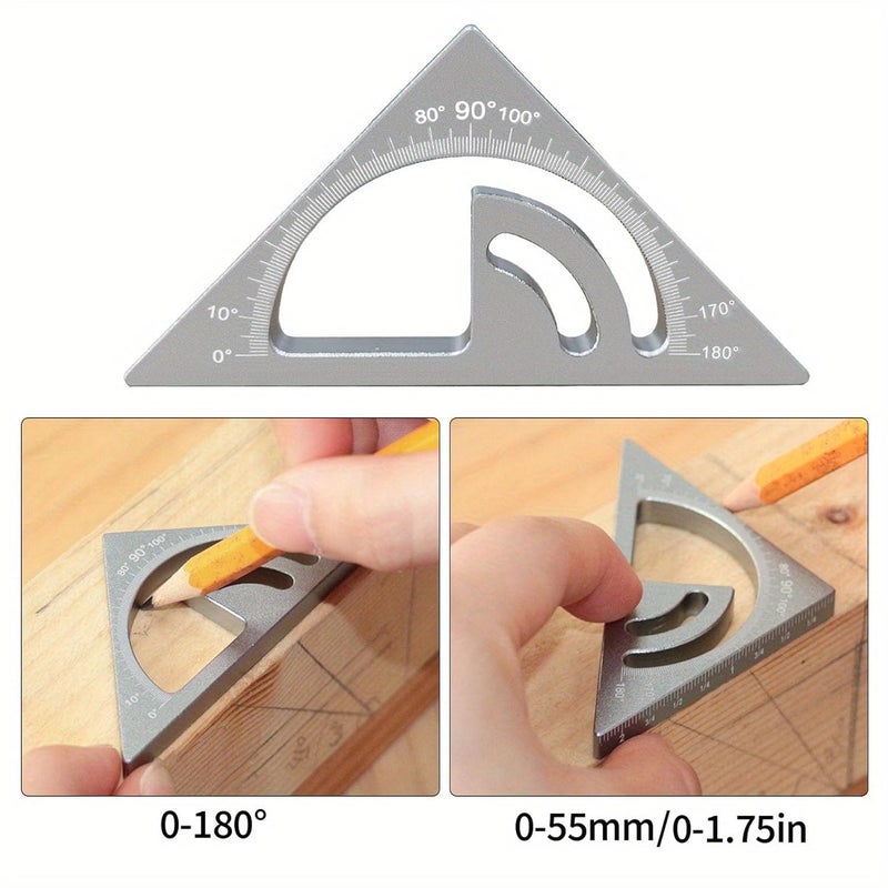 Red Gray 3D Multi Angle Measuring Ruler Aluminum Alloy Protractor for Woodworking Pipes and 3D Workpieces - Image 3