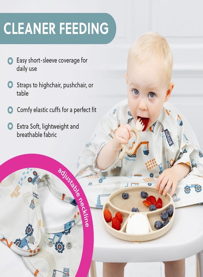BIBaDO Baby Feeding Bib with Short Sleeves | Waterproof Coverall Weaning Bib 6-36 Months | Baby Led Weaning Bib | Washable Smock Apron for Babies & Toddlers | Serengeti Spaghetti - Image 3