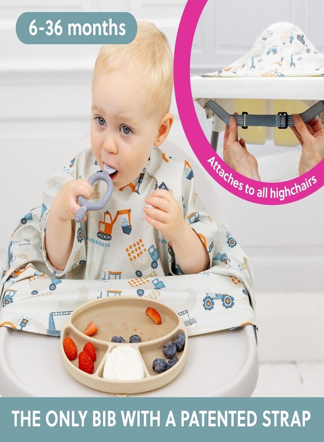 BIBaDO Baby Feeding Bib with Short Sleeves | Waterproof Coverall Weaning Bib 6-36 Months | Baby Led Weaning Bib | Washable Smock Apron for Babies & Toddlers | Serengeti Spaghetti - Image 5