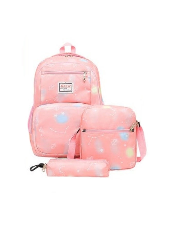 MIXDE 3-Piece Backpack Set Simple Large-Capacity Carrying School Bag Shoulder Bag Pencil Bag Waterproof Fabric Light Texture  - Image 1