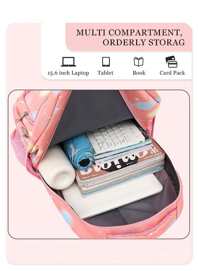 MIXDE - 3-Piece Backpack Set Simple Large-Capacity Carrying School Bag Shoulder Bag Pencil Bag Waterproof Fabric Light Texture - Image 1
