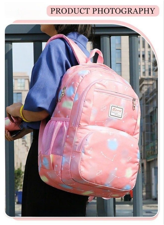 MIXDE 3-Piece Backpack Set Simple Large-Capacity Carrying School Bag Shoulder Bag Pencil Bag Waterproof Fabric Light Texture  - Image 3